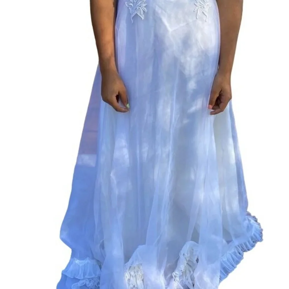 Vintage Handmade White Lace Wedding Dress 1985 Ruffles Cottage Core 4/6 - Picture 11 of 16